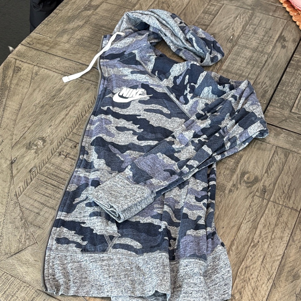 Nike Gray and Blue Camo Hoodie